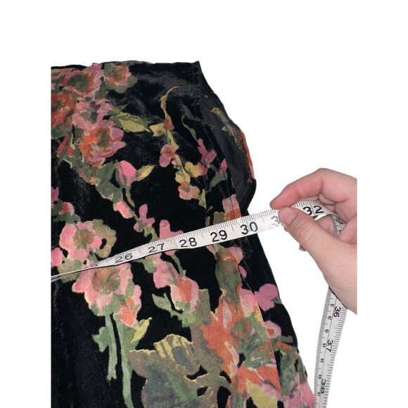 Xhilaration Kimono Velvet Burn Out Size XS/S Dark Floral Fringe Boho Gypsy Fairy - Picture 5 of 6